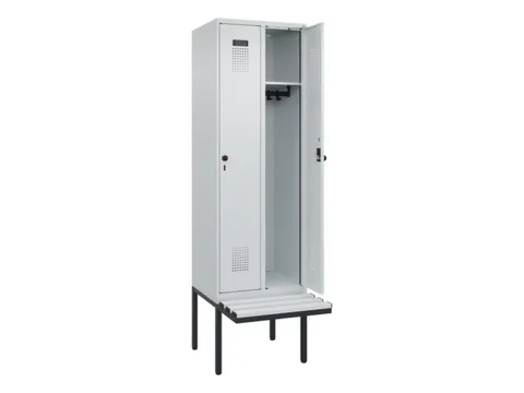 locker met bank,HxBxD 2120x600x815mm,2vak,vak B 300mm,draaigrendel