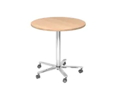 zuilheftafel,HxØ 720-1140x800mm,rond,voetkruis verchroomd,blad eiken