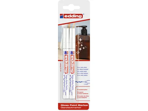 Viltstift edding 751 lakmarker rond 1-2mm blister à 2 stuks wit