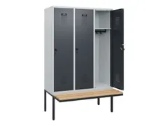 locker met bank,HxBxD 1950x1200x815mm,3vak,vak B 400mm,draaigrendel