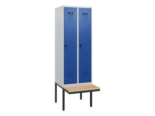 locker met bank,HxBxD 1950x600x815mm,2vak,vak B 300mm,draaigrendel
