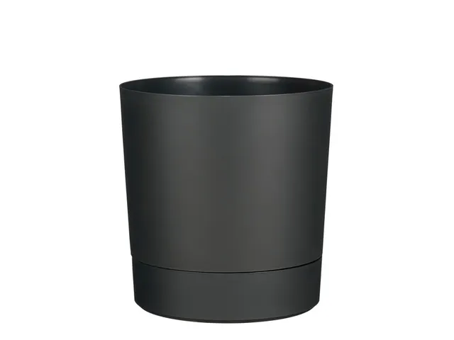 Plantenpot Mica Coco met schotel rond antraciet 29.5 x 28 cm