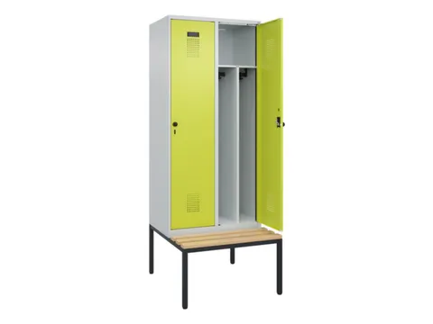 locker met bank,voor scheiding van kleding,HxBxD 2120x800x815mm,2vak