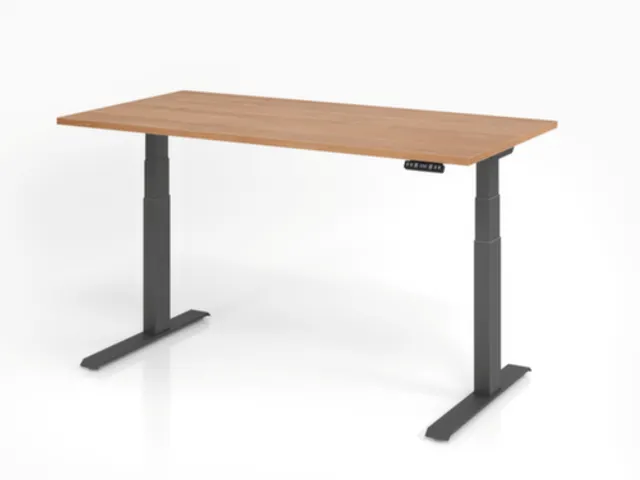 Bureau assis-debout électrique 640-1290x1600x800mm noyer/graphite