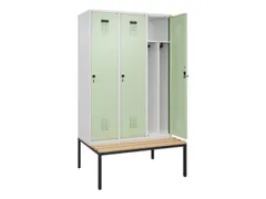locker met bank,voor scheiding van kleding,HxBxD 2120x1200x815mm,3vak