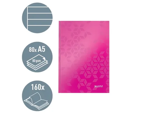 Notitieboek Leitz WOW A5 lijn roze