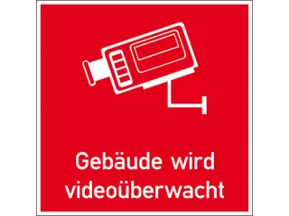 waarschuwingsetiket,Gebouw heeft videbewaking,PVC,rood/wit - 1