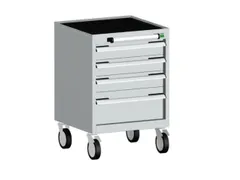 ladekast verrijdbaar 780x525x525mm 4laden RAL7035 front RAL7035