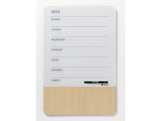 Glasmagneetbord Naga 40x60cm weekplanner GB wit/hout - 2