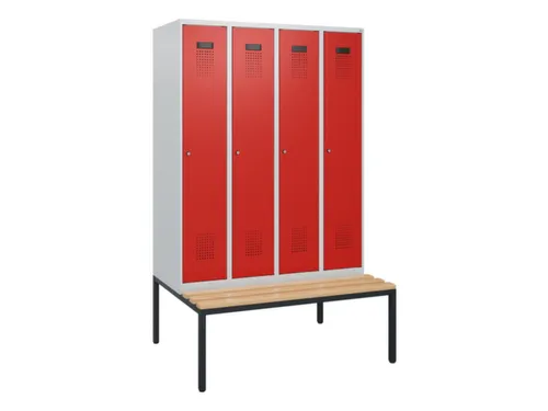 locker met bank,HxBxD 1950x1200x815mm,4vak,vak B 300mm,cilinderslot