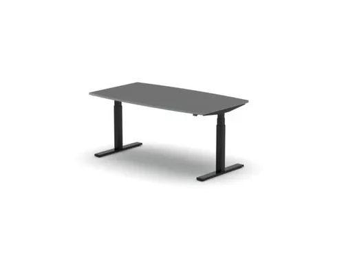 Elektrisch Ihv Vergadertafel Vatvorm 1600X800Mm Zwart+donkergrijs Blad