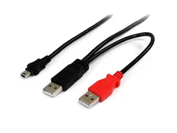 1,8 m USB Y-kabel voor externe harde schijf USB A naar mini B