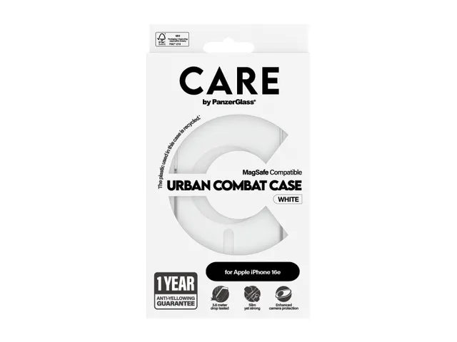 PanzerGlass CARE by Urban Combat Case Transparent w. White Qi Co