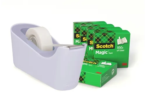 Plakbandhouder Scotch C18 lavendel + 6 rollen magic tape 19mmx33m