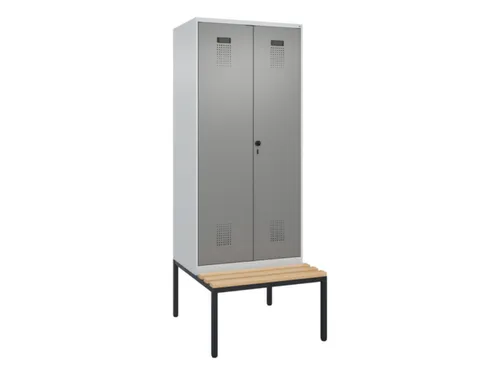 PBM-locker met bank,HxBxD 2120x800x815mm,2vak,vak B 400mm,draaigrendel