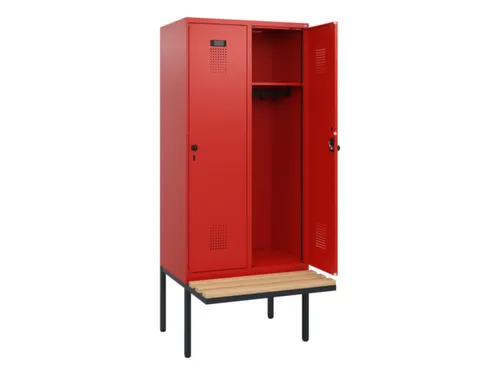 locker met bank,HxBxD 1950x800x815mm,2vak,vak B 400mm,draaigrendel