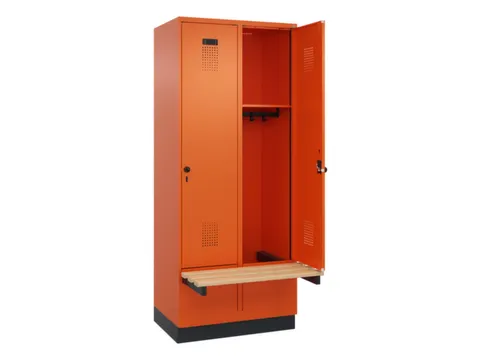 locker met bank,HxBxD 1950x800x815mm,2vak,vak B 400mm,draaigrendel