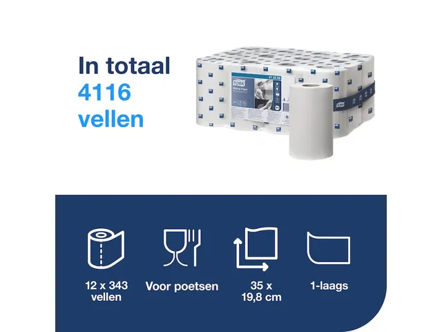 Tork 473252 Poetspapier M1 Mini Centerfeed Wit 1-laags Met Huls