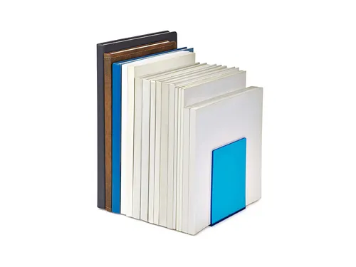 Boekensteun MAUL 10x10x13cm acryl set 2 neon blauw transparant