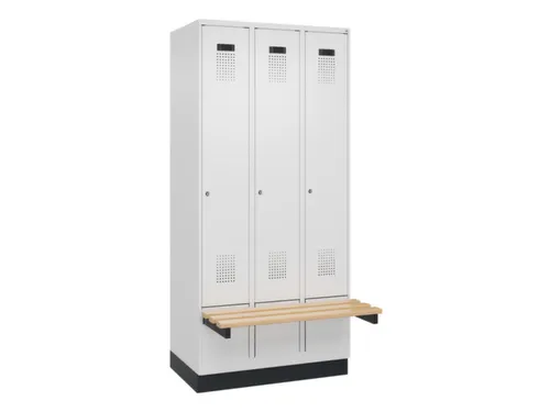 locker met bank,HxBxD 1950x900x815mm,3vak,vak B 300mm,cilinderslot