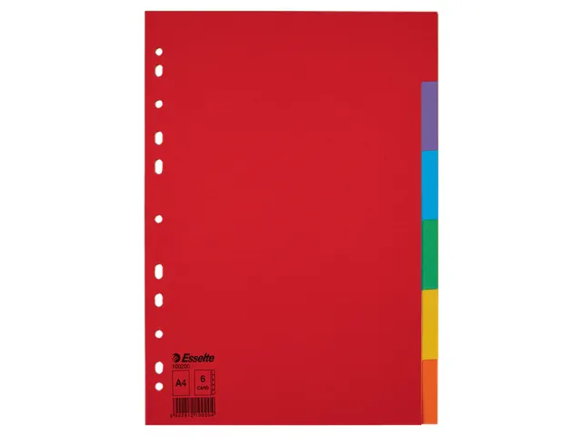 Tabbladen Esselte A4 11-gaats Karton 6-delig Blanco Tabs Kleur