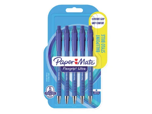 Balpen Paper Mate Flexgrip Ultra medium blauw blister à 5 stuks