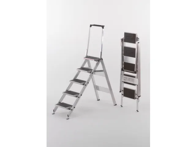 Veiligheids-vouwtrap Aluminium H 1150mm 5treden Beugel Rubberen Laag