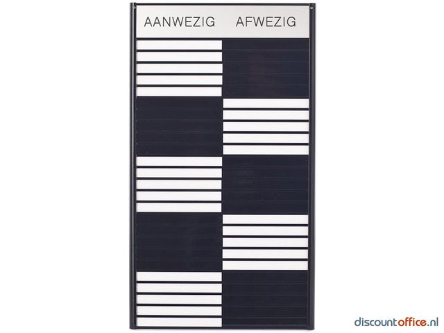 In & Uit Bord Premium 15 Namen Aluminium Zijdeglans Zwart | AanAfwezigheidsbord.nl