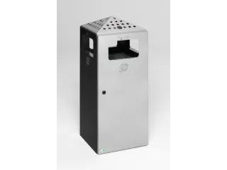 Combi-Asbak 80 Liter Ral7021 Deksel/Deur Zilverkleurig Staal - 1