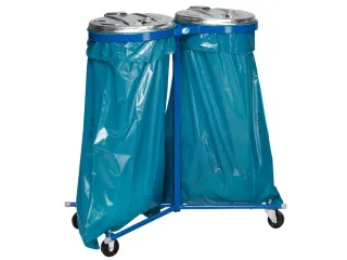 Dubbele Afvalverzamelaar Blauw Verrijdbaar 1020x860x500mm 120 Liter - 1