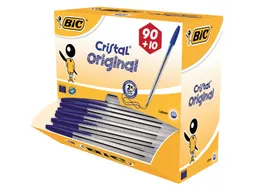 Balpen Bic Cristal medium blauw doos à 90+10 gratis