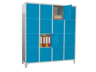 lockerkast,HxBxD 1850x1200x500mm,4x4vakken,RAL7035,front RAL5012 - 2