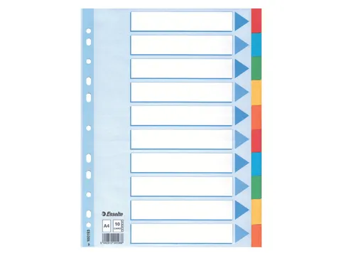 Tabbladen Esselte A4 11-gaats Karton 10-delig Assorti