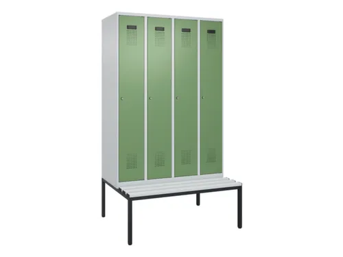 locker met bank,voor scheiding van kleding,HxBxD 2120x1200x815mm,4vak