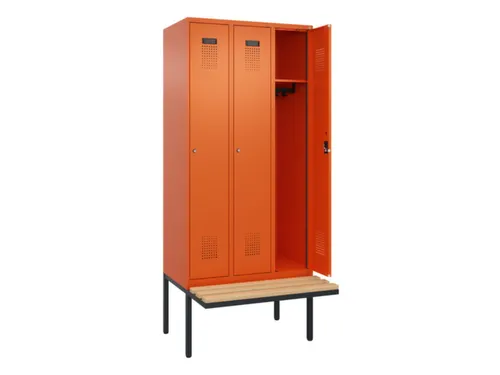 locker met bank,HxBxD 2120x900x815mm,3vak,vak B 300mm,cilinderslot