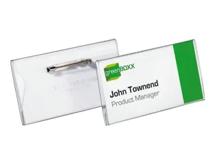 Badge Durable 8001 met speld en klemrand 40x75mm - 2
