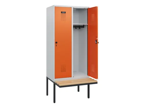 locker met bank,HxBxD 1950x800x815mm,2vak,vak B 400mm,draaigrendel