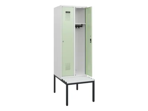 locker met bank,HxBxD 1950x600x815mm,2vak,vak B 300mm,cilinderslot