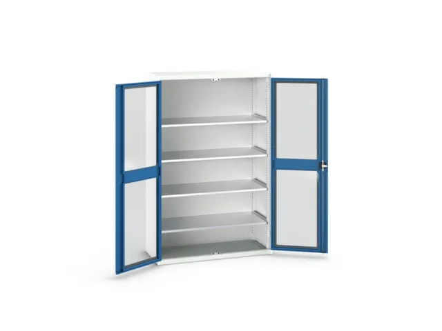 vitrinekast 2000x1300x550mm 4xStalen bodem romp RAL7035 front RAL5010