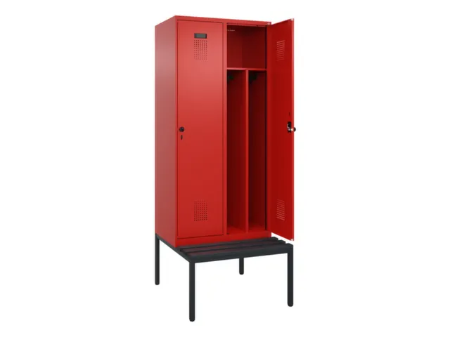 locker met bank,voor scheiding van kleding,HxBxD 2120x800x815mm,2vak
