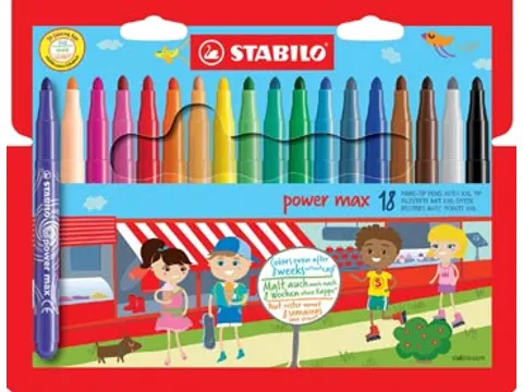 Power Max Viltstift Etui Van 18 Stuks Assorti