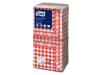 Tork 509350 Lunchservet Red Check 32,8x32,5cm - 1