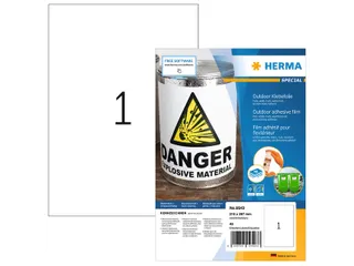 HERMA 9543 Weervaste Outdoor folie-etiketten A4 210x297mm Wit 40 stuks - 1