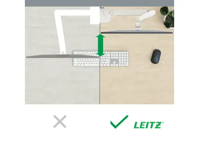 Monitorarm 2 Schermen Leitz Ergo ruimtebesparend dubbel grijs