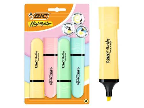 Markeerstift Bic blister à 4 pastelkleuren