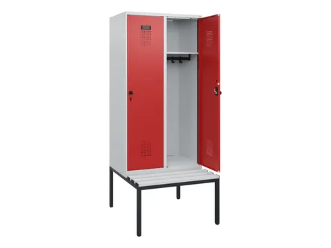 locker met bank,HxBxD 1950x800x815mm,2vak,vak B 400mm,draaigrendel