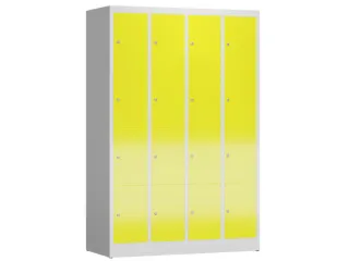 Lockerkast 1800x1185x500mm 4x4 vakken cilinderslot, sokkel, RAL1018 - 1