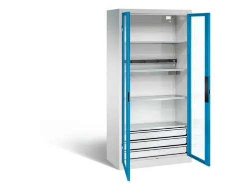 acculaadkast 1950x930x500mm 5stekkerdozen 230V cil.-slot front RAL5012