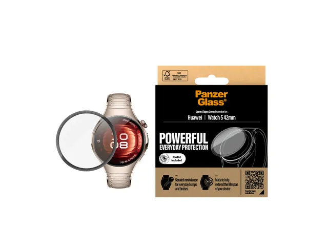 PanzerGlass Screen Protector w. Black Frame Huawei Watch 5 42mm, Hu