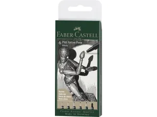 Tekenstift Pitt Artist Pen 199 zwart 6 stuks XXS XS S F M en 1.5 - 1